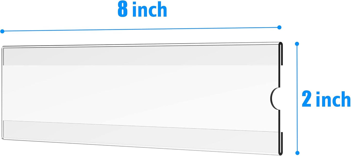 TONICE 12 Pack Acrylic Desk 2x8 Nameplate Holders, Acrylic Nameplate Holders, Wall Mount Transparent Nameplate Holders, Office Name Holders