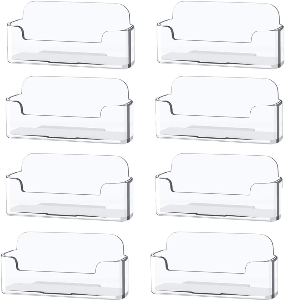 8 Pack Plastic Business Card Holder - Clear Business Card Case for Desk - Office Acrylic Business Card Stand Display