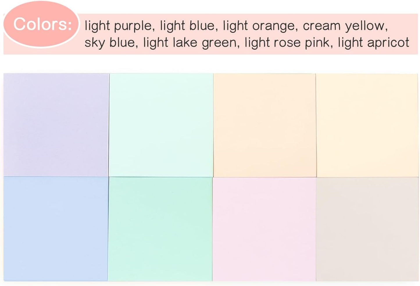 Sticky Notes 3x3 inch, 8 Pads, Pastel Colors Self-Stick Pads, Self-Adhesive Sticky Notes, 8 Pads/Pack, 80 Sheets/Pad, Total 640 Sheets