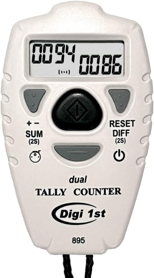 TC-895 Digital Dual Tally Counter, Electronic Up Down Clicker Counter, Add/Subtract People Counter, Handheld Pitch Counter for Golf, Lap & Sports Games