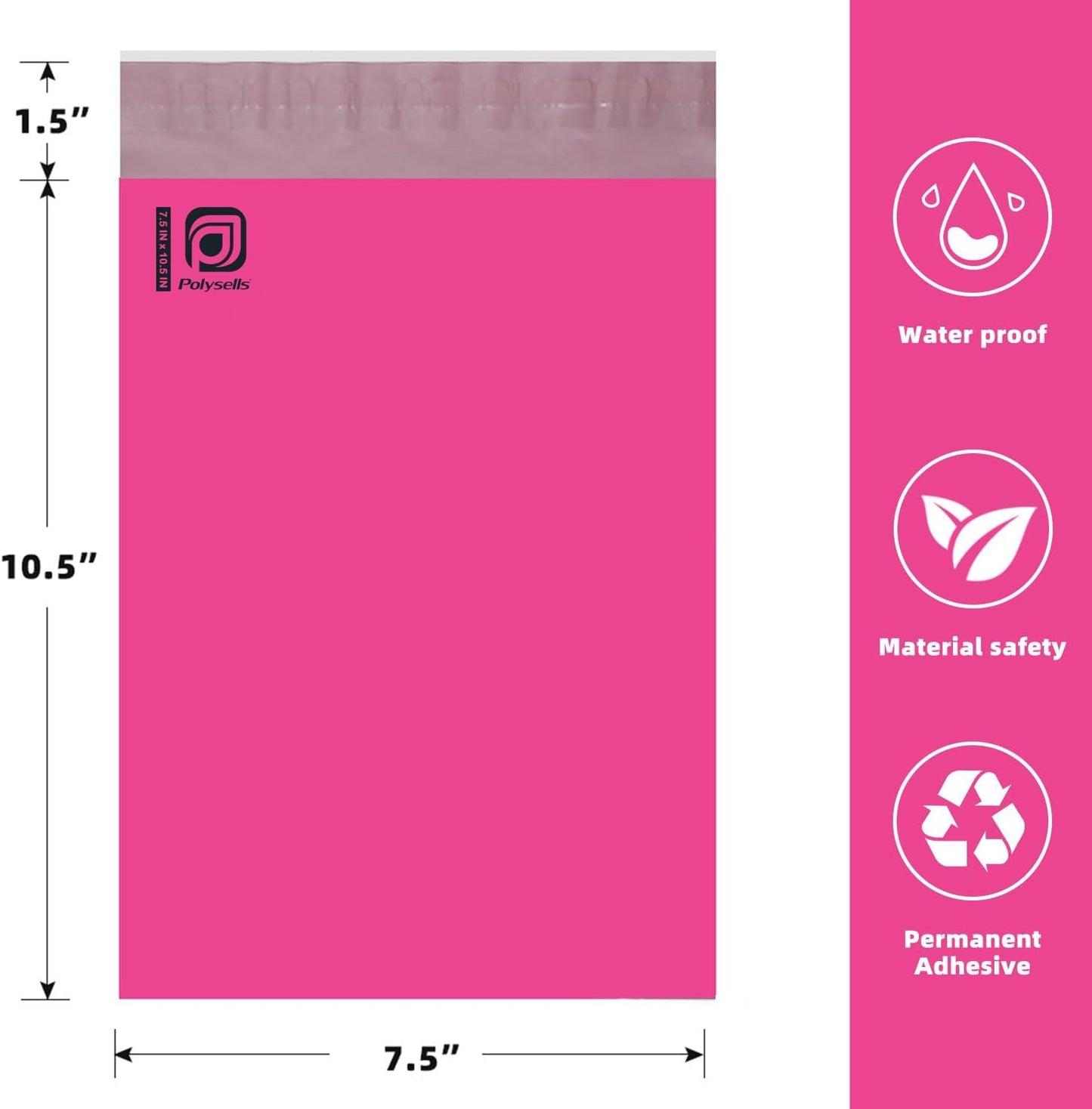 POLYSELLS 1000 pcs 7.5x10.5 Inches Pink Poly Mailers Shipping Envelopes, Strong Adhesive Sealing, Waterproof, and Tear-resistant Postal Mailing Bags for Clothing, Books, and Accessories