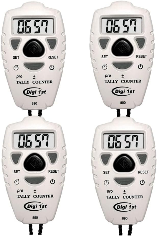 TC-890 Digital Tally Counter, Electronic Up Down Clicker, Add/Subtract People & Pitch Counter for Golf, Lap & Knitting (4-Pack)