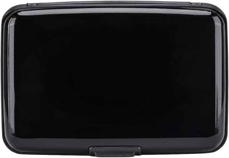 ELFISH Mini RFID Aluminum Wallet Credit Cards Holder Business Card Case Metal ID Case for Men Women (Black)