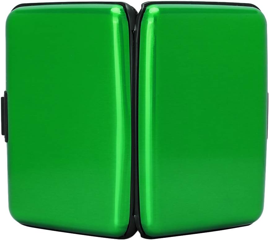 ELFISH Mini RFID Aluminum Wallet Credit Cards Holder Business Card Case Metal ID Case for Men Women (Green)