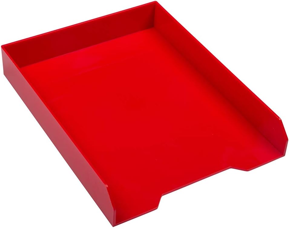 JAM PAPER Stackable Paper Trays - Red - Desktop Document, Letter, & File Organizer Tray - 2/Pack