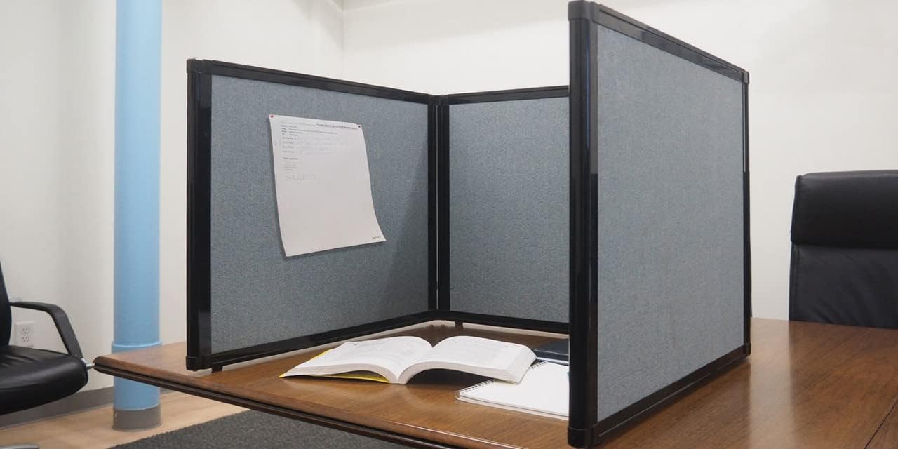 Versare Folding Tabletop Display | 3-Panel Partition | Lightweight Portable Workspace Divider | Blue Spruce 99" x 24"