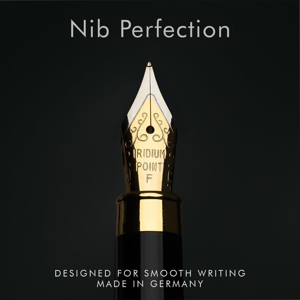 Wordsworth & Black Fountain Pen Set, Luxury Bamboo Wood - Fine Nib, Gift Case; Includes 6 Ink Cartridges, Ink Refill Converter -Journaling, Calligraphy; Drawing, Smooth Writing [Rosewood]