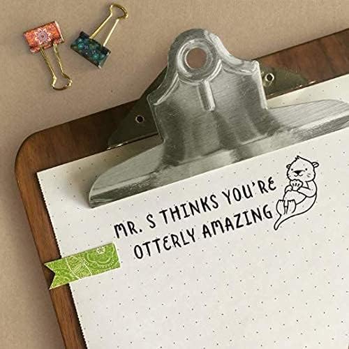 Custom Self-Inking Stamps | 49 Designs | Fun Phrases | Grading Made Easy | Classroom, Library Book Stamps (Otterly Amazing, Xtra Wide)