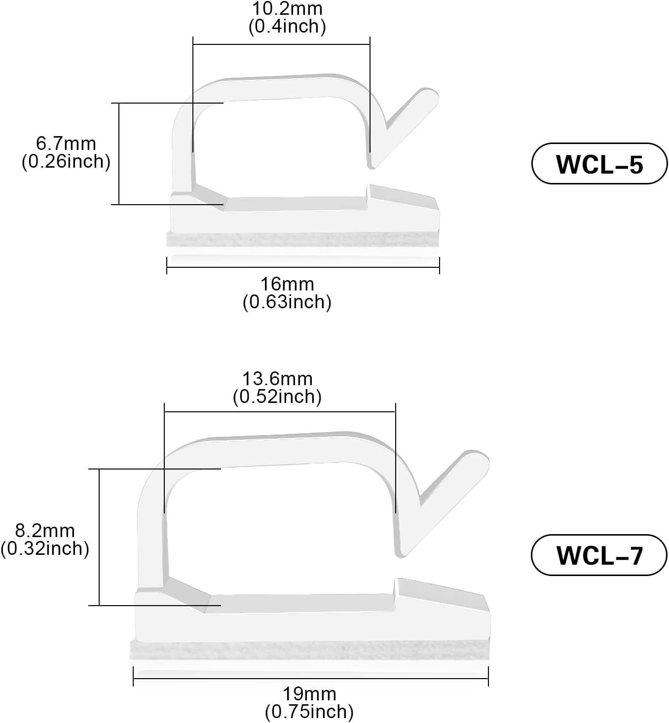 XHF 3/4” Adhesive Cable Wire Clips White 60pcs, Cable Staples Outdoor Cable Management Wire Organizer Cord Holder for Under Desk, Car, Wall, TV PC Ethernet Cable