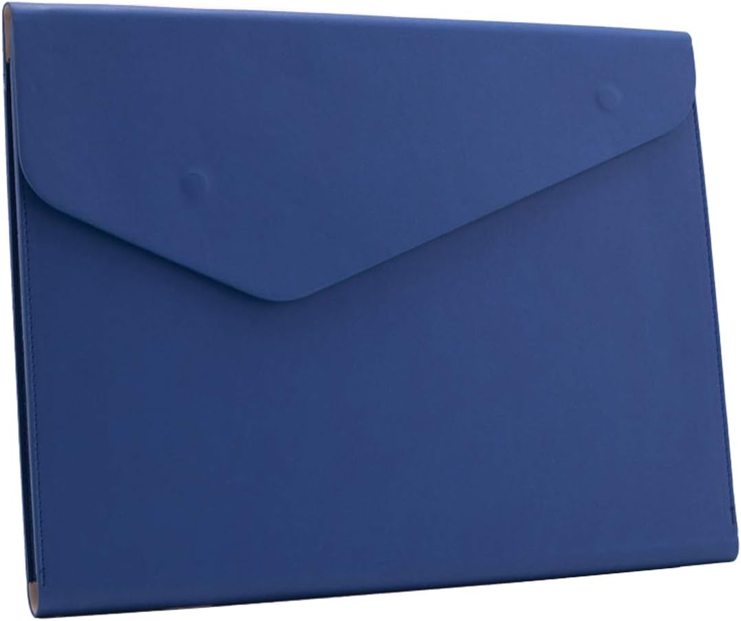 Enyuwlcm PU Leather A4 File Folder Document Holder Waterproof Portfolio Envelope Folder Case with Invisible Magnetic Closure Blue