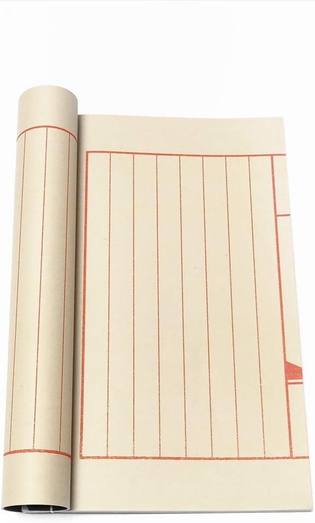 KYMY Half Sheng Shu Xuan Paper/Calligraphy Kanji Small Script Book, Lettering Writing Drawing Paper with Vertical Line, Yellow: 6.3 x 10.3 Inch, 20 Sheets