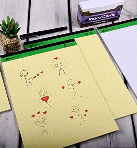 KAISA Graph Paper Legal Pads Writing Pads Recycled Paper 8.5"x11.75" Quad Ruled 4x4 Perforated 50sheets/pad Grid Paper Notepads Writing Tablet White For Office Supplies (White 6pad, 8.5x11.75'')