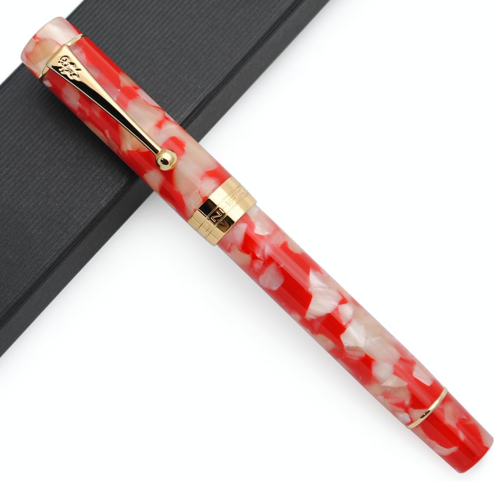 JINHAO 100 Fountain Pen with Ink Converter (Medium Nib 0.7mm, Red White Koi)
