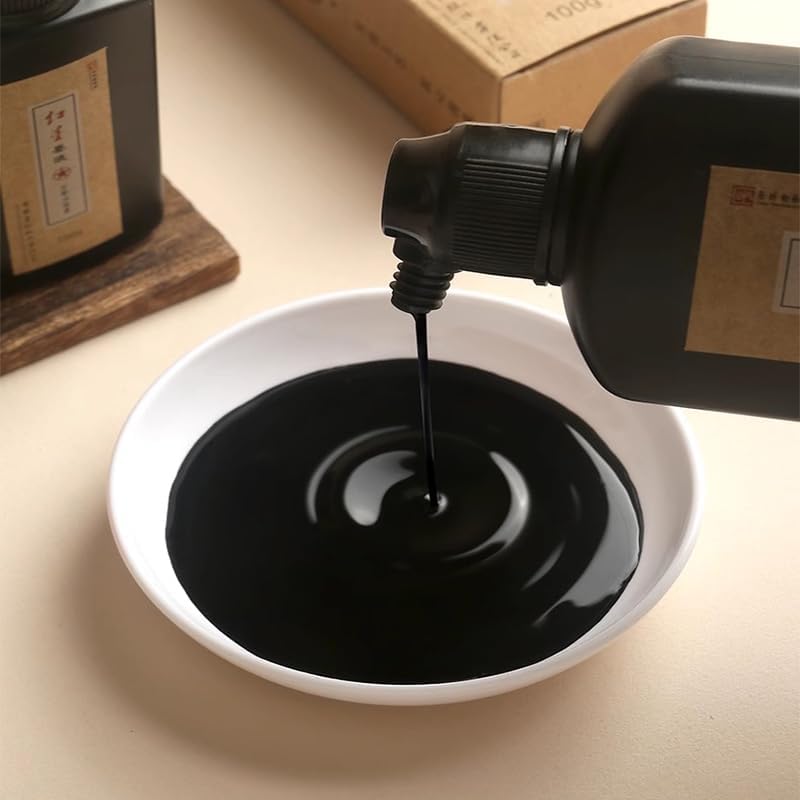 MEGREZ Chinese Calligraphy Ink, Redstar Sumi Liquid Ink for Brush Writing Practice, Chinese Japanese Calligraphy & Drawing, 8.8oz(250g)/Bottle