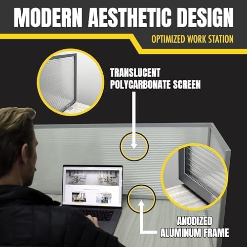 OBEX Polycarbonate Office Desk Mounted Privacy Screen Adjustable Table Top Panel Divider, Universal Aluminum Bracket-USA Made, 18" x 36", Translucent