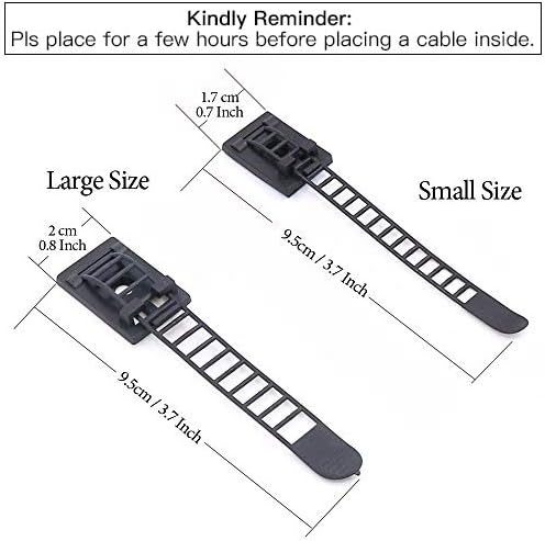 50Pcs 2 Sizes Adjustable Self-Adhesive Nylon Cable Straps Cable Ties Cord Clamp for wire management, Large and Small