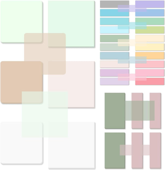 Temiary 1000 Sheets Transparent Arc-Angle Sticky Notes 3 x 3 inch, Clear Sticky Note Waterproof See Through Memo Pad, Translucent Writable Index Book Tabs for Annotating Supplies Office & School