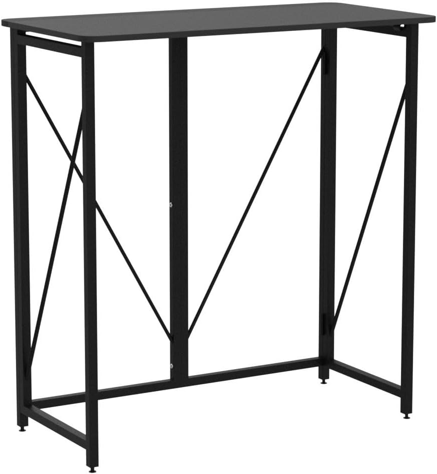 39.37" Folding Standing Desk, Small Laptop Stand Up Desk for Sitting or Standing, No Assembly Needed, Portable, Tall Foldable Desk for Home, Office, Small Spaces (Black)