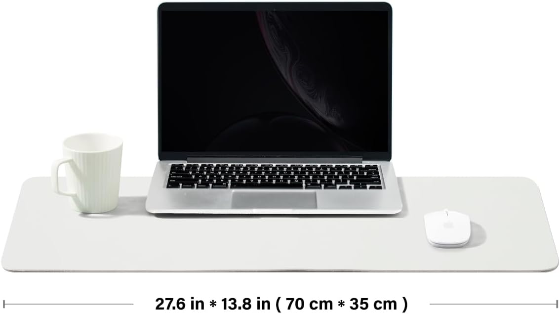 Cork Desk Mat - Dual-Sided Desk Pad for Office and Home - Desk Organization and Accessories - Ideal for Large Mouse Pad and Desk Mats on Top of Desks(White,27.6"x 13.8")