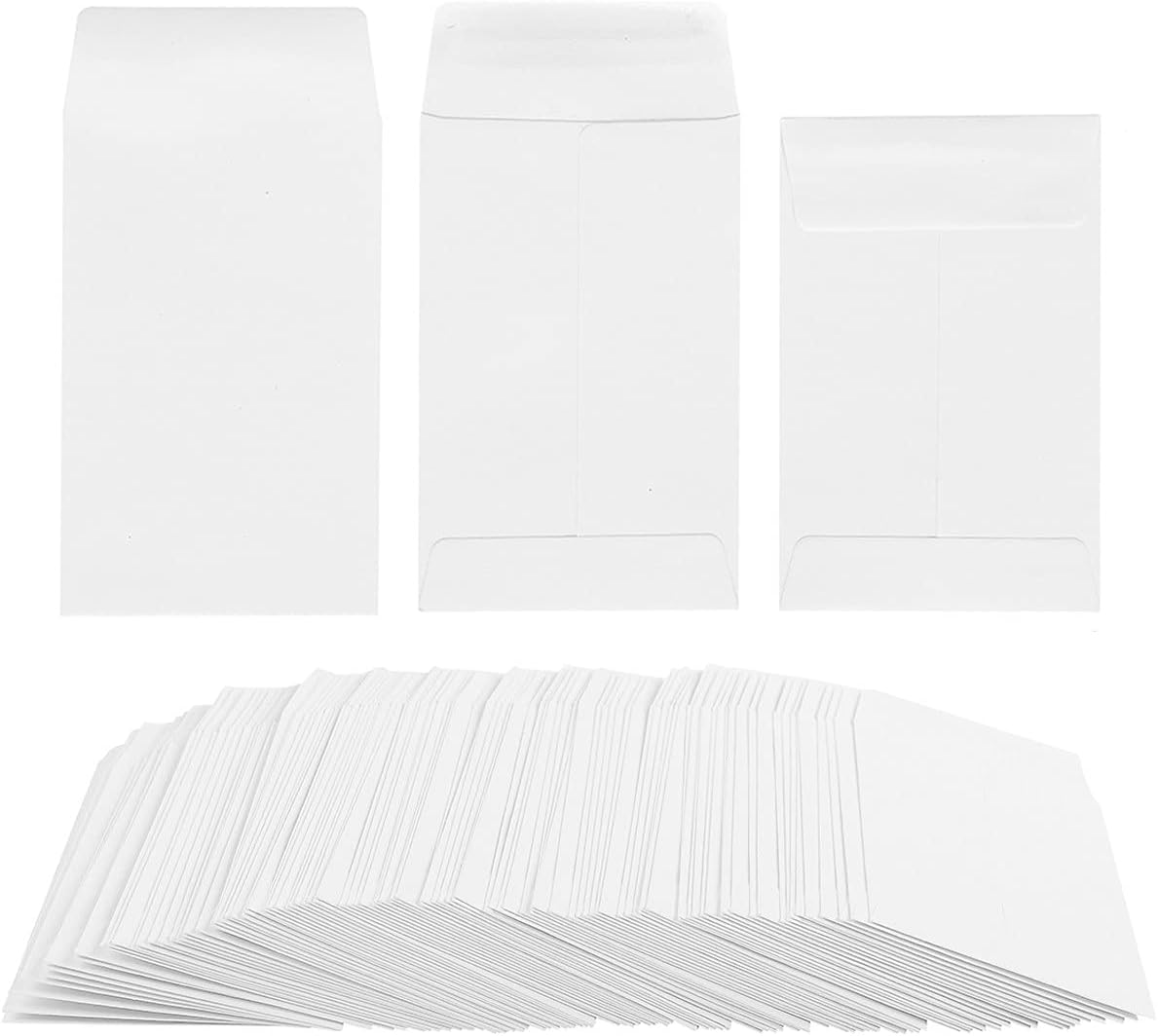 200 Pack Small Coin Envelopes Kraft Paper Seed Envelopes Mini Parts Small Items Stamps Storage Packets Envelopes Self-Adhesive for Garden, Office or Wedding Gift, (2 1/4 x 3 1/2 Inch, white)