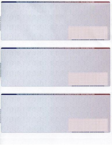 300 Computer Checks "Ultimate Security" - Heavy Paper 28# Blank Check Stock for Personal and Business Use - 3 Checks Per Page | 100 Sheets/300 Checks (Blue/Red Cubed) Payroll Checks