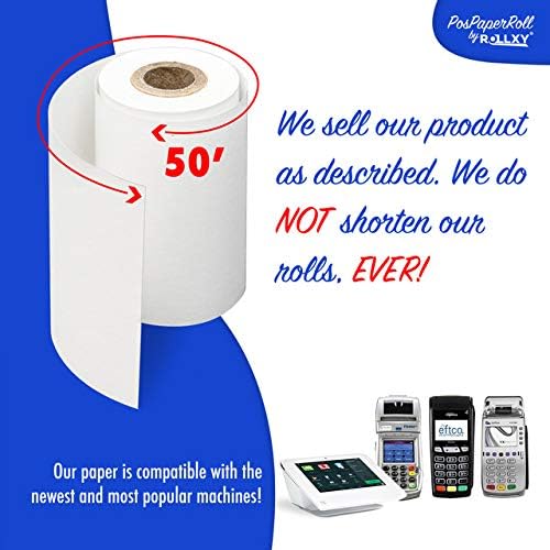 2-1/4 X 50 Thermal Paper Verifone Vx520 Ingenico ICT220 ICT250 FD400, 50 BPA Free Rolls by Rollxy