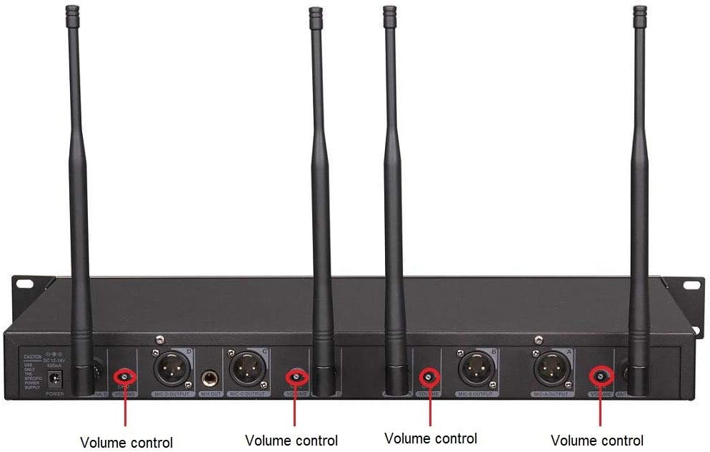 GTD Audio 4x800 Adjustable Channels UHF Diversity Wireless Cordless Handheld Microphone Mic System Ideal for Church, Karaoke, Dj Party, Range 450ft (4 Handheld Mics)