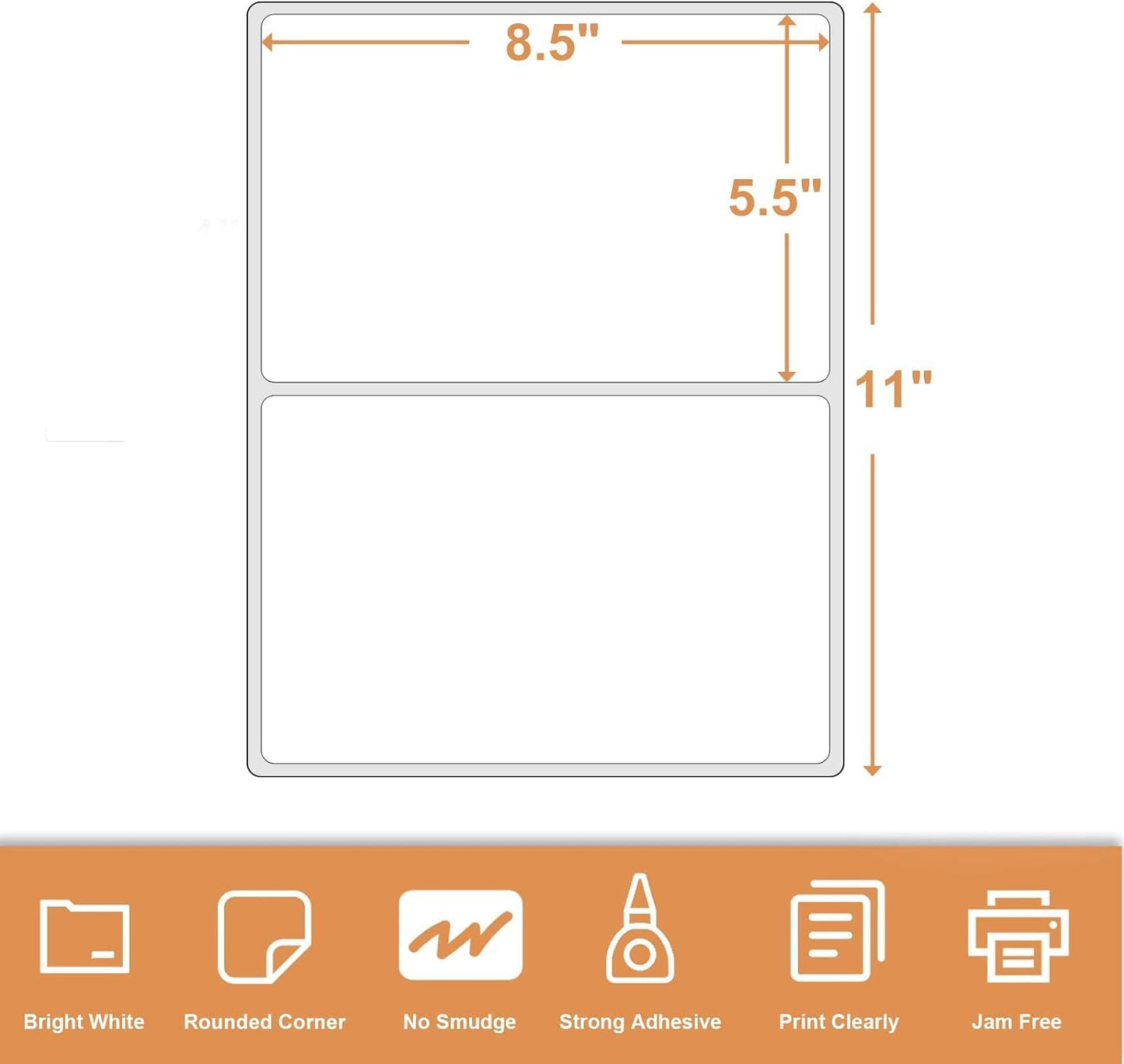 4000 Labels Half Sheet Matte Blank White Round Corner Self Adhesive Shipping Labels for Laser and Ink Jet Printers