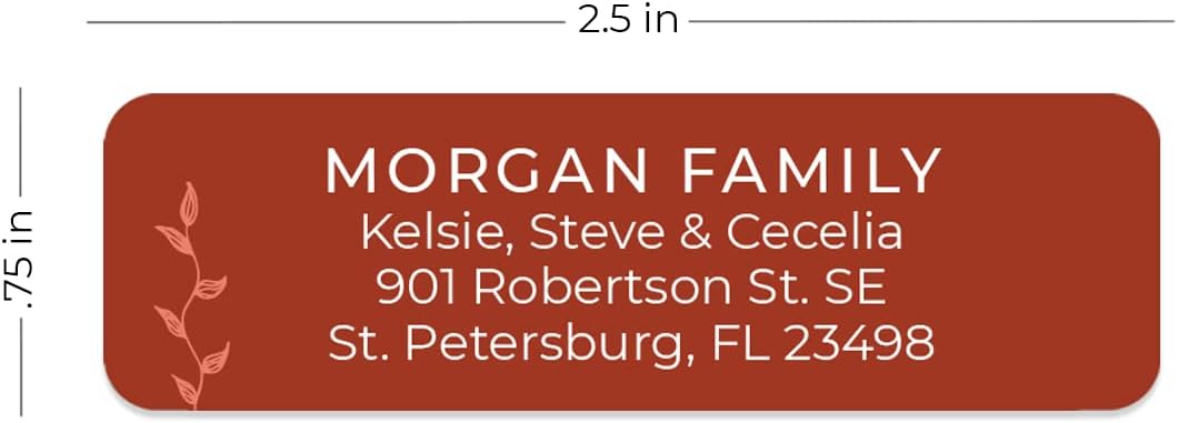 Botanical Flowers Rolled Address Labels/Roll of 250 Alternating Earth Tone Floral Illustrations Personalized Address Labels/Designer Return Address Stickers in Elegant Plastic Dispenser