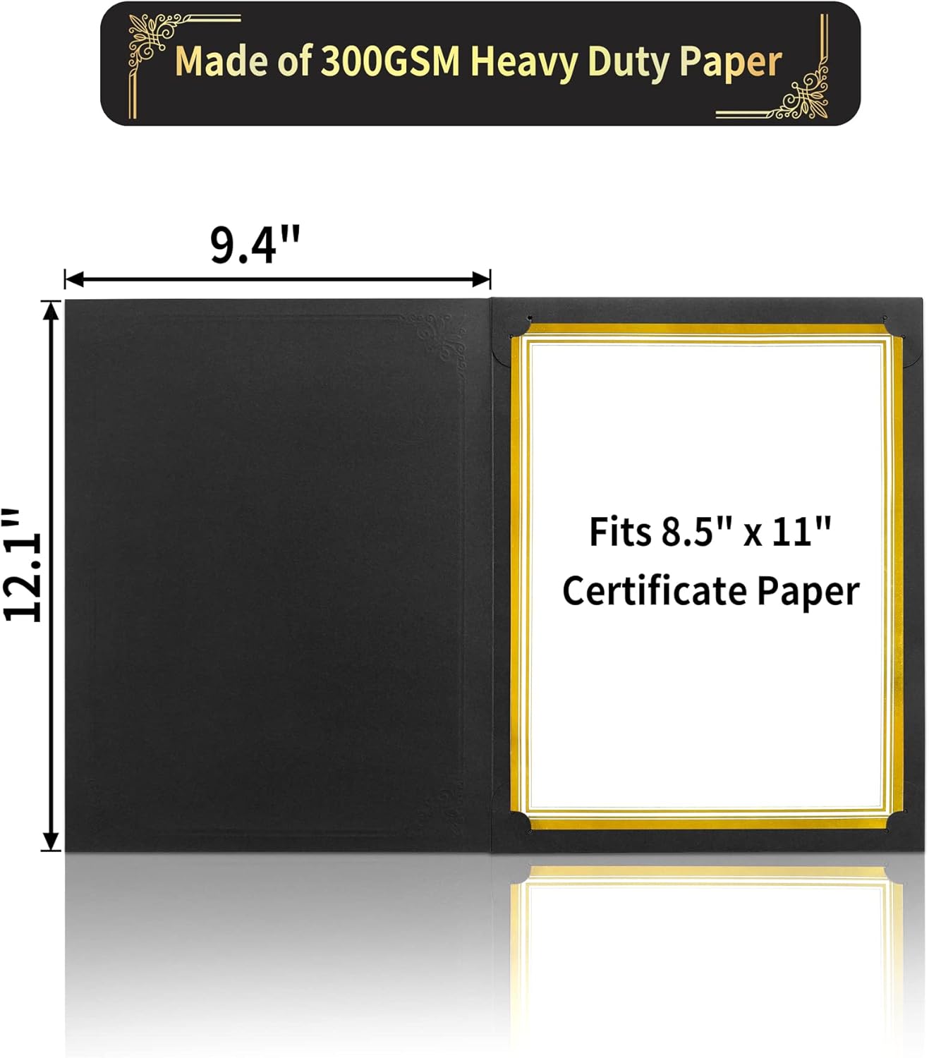 GNL Certificate Holders - 50 Packs Black Diploma Holders, Certificate Covers with Gold Foil Border, for Letter Size 8.5 x 11 Certificate Paper, Award, Graduation, Documents