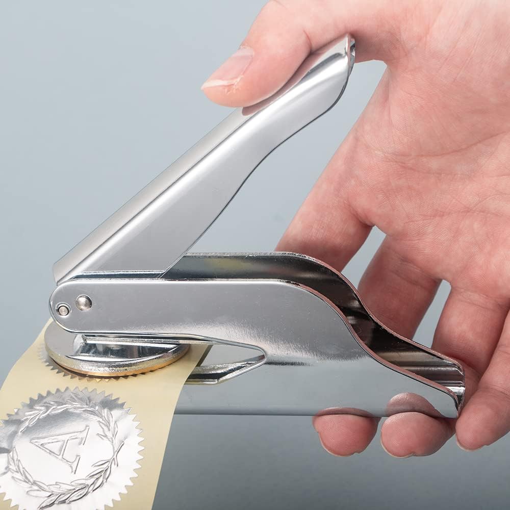 STAMTECH Custom Logo Embosser Stamp - Heavy Steel Embosser Stamps Design Your Own Logo or Emblem Perfect for Weddings Libraries Book Embosser