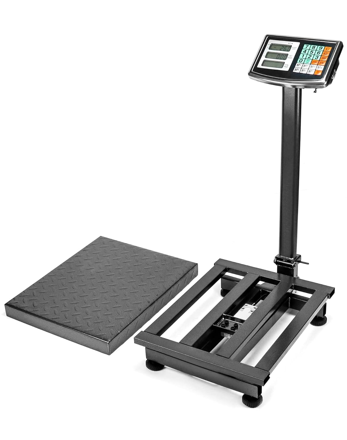 QWORK Foldable 600LB Weight Computing Postal Scale, Floor Platform Digital Scale, Accurate Warehouse Large Shipping Mailing LB/KG Calculator