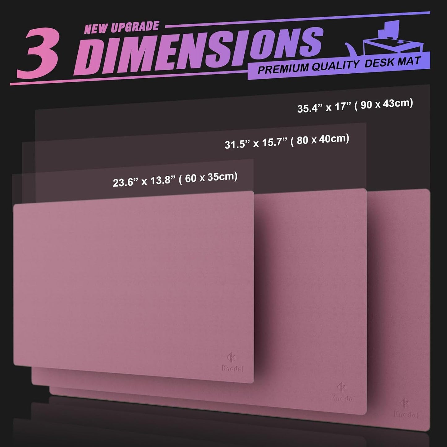 K KNODEL Large Office Leather Desk Mat, Mouse and Keyboard Pad, Computer and Laptop Mat, Desktop Protector and Cover, Writing Pad and Blotter (31.5"x15.7", Purple)