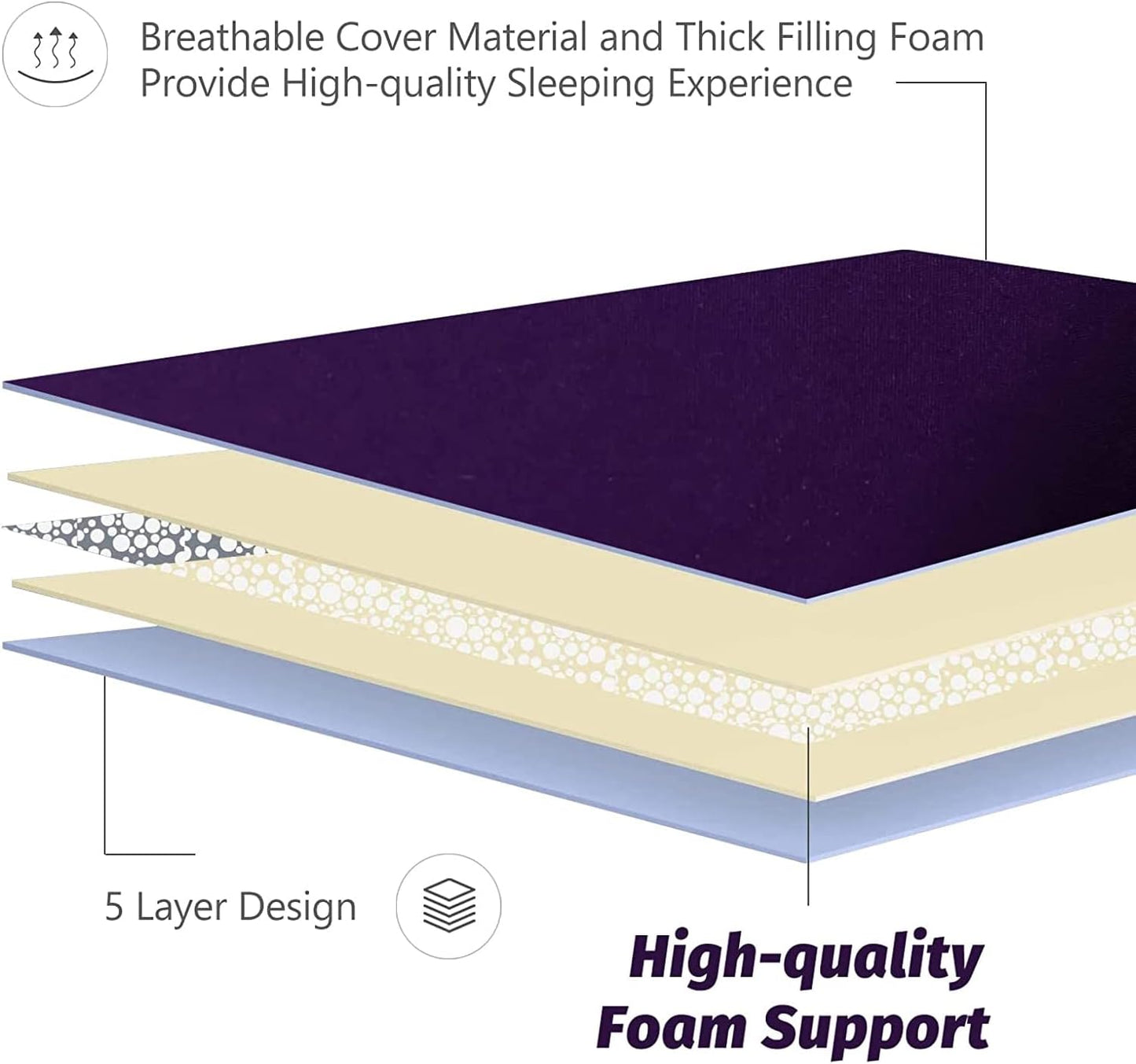 MAXYOYO Japanese Floor Futon Mattress, Roll Up Floor Mattress for Adults Foldable Tatami Mat Sleeping Pad Dormitory Bed Lounger, Purple, Twin Size