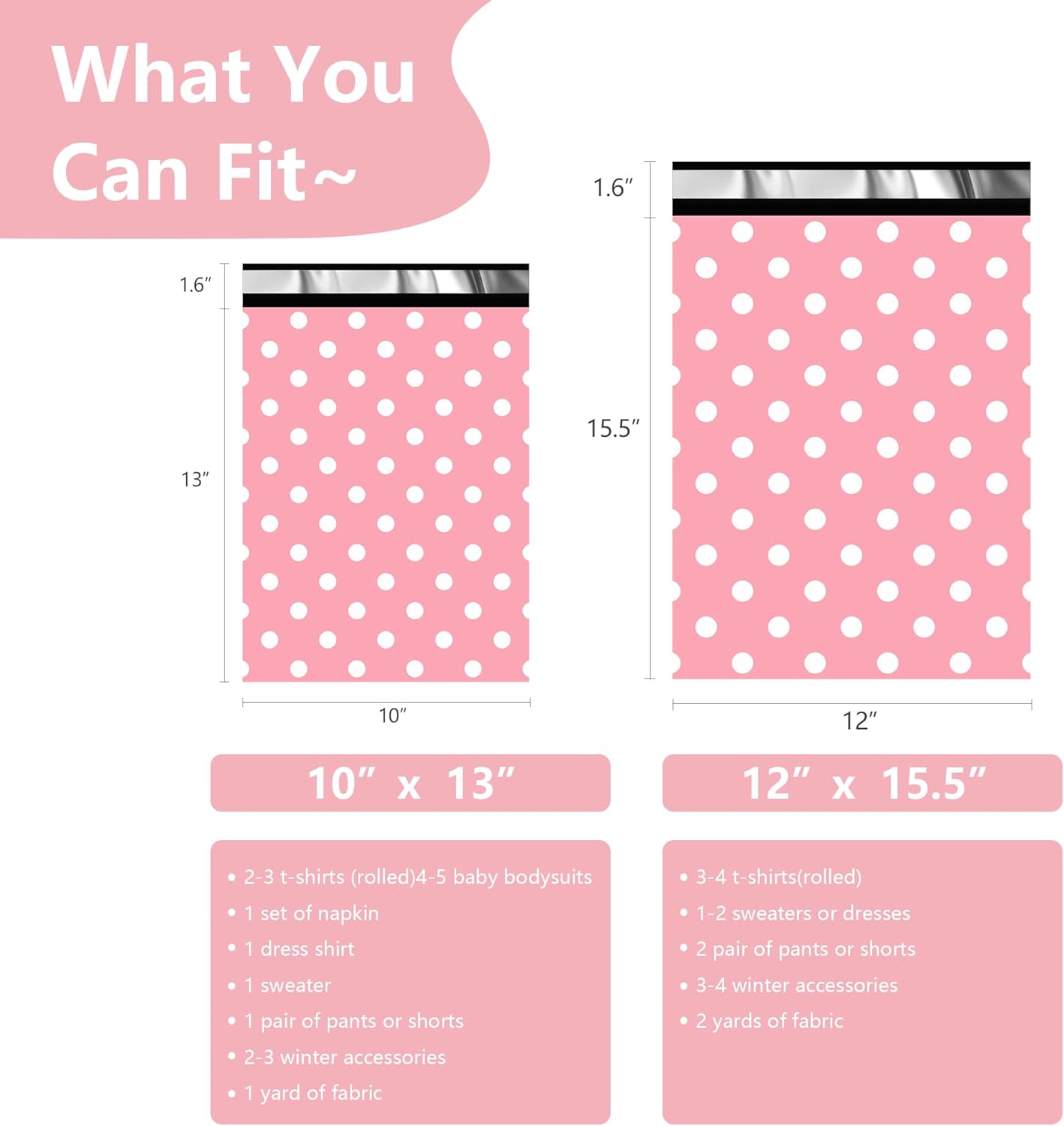 Thank You Poly Mailers 10x13 Inch 100 Pcs - Pink Dots printed Shipping Bags, 2.4mil Thickness, Waterproof and Tear Resistant Mailing Envelopes, Self-Sealing Packaging Bags for Small Business