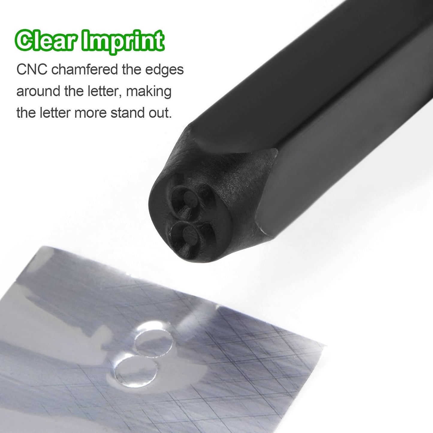 HARFINGTON 36pcs Metal Stamping Kit 3/16" (5mm) (A-Z, 0-8, "&" Symbol) Steel Letter Punch Press Tool with Hole Punch to Stamp on Metal, Plastic, Wood, Leather, Black