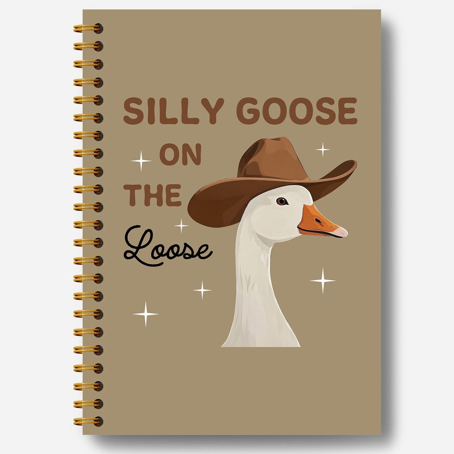 Funny Cowboy Goose Notebook, Goose on the Loose Journal, Vintage Western Journal, Trendy Farm Animal Hardcover Spiral Notebooks 5.5x8.3 Inch