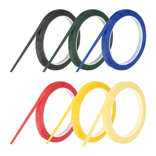 MECCANIXITY 6 Rolls Whiteboard Tape Graphic Chart Tape 8mm 54.7 Yard Art Tape Thin Pinstripe Tape Masking Tape for Gift Wrapping Craft Supplies, Red, Green, Blue, Yellow, Black, White