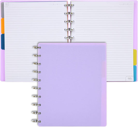 Talia Discbound Notebooks, Planner, Customizable, (yLavender w/Silver Discs, Midsize (7.5in x 9.75in))
