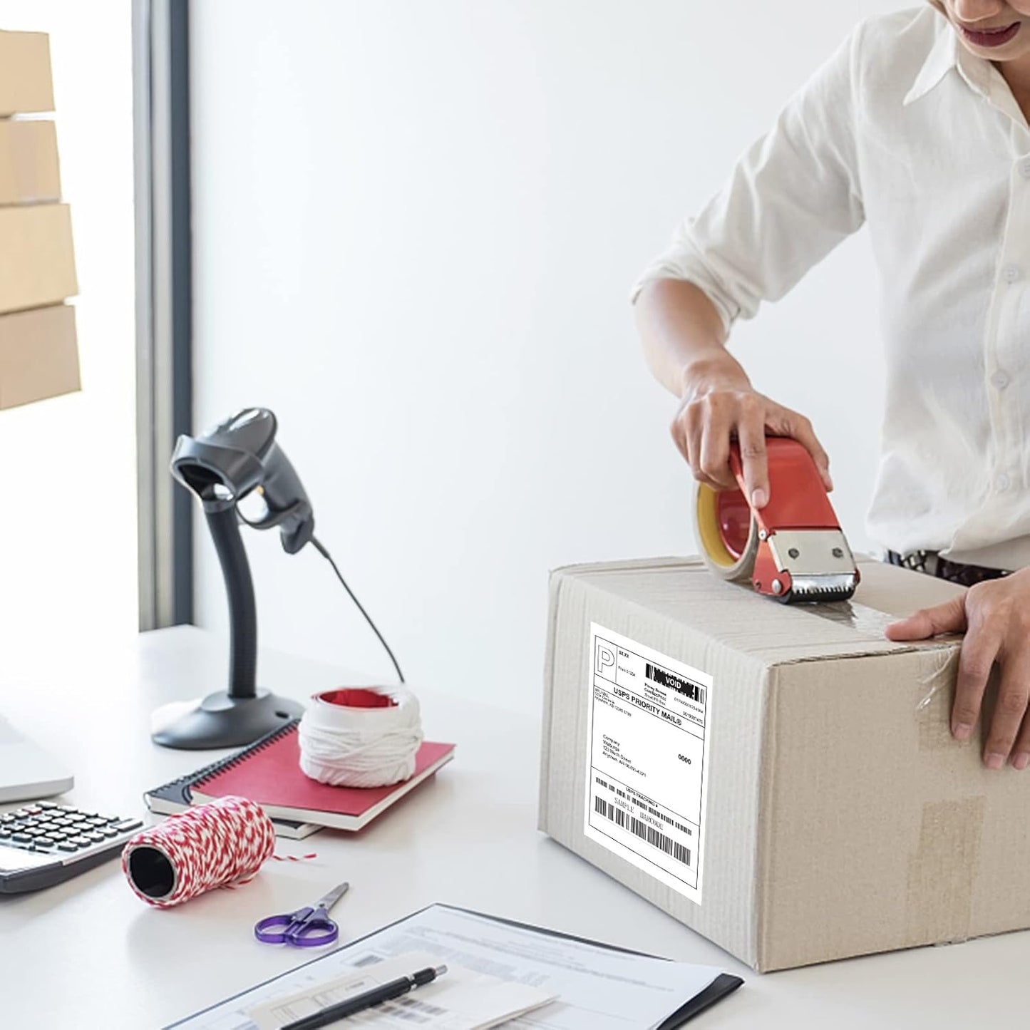 MFLABEL 4x6 Direct Thermal Labels (4000 Labels) 4" x 6" Perforated Shipping Labels Compatible with Zebra Printers Fanfold Thermal Label Stickers for Shipping Packages - 4 Stacks White Labels