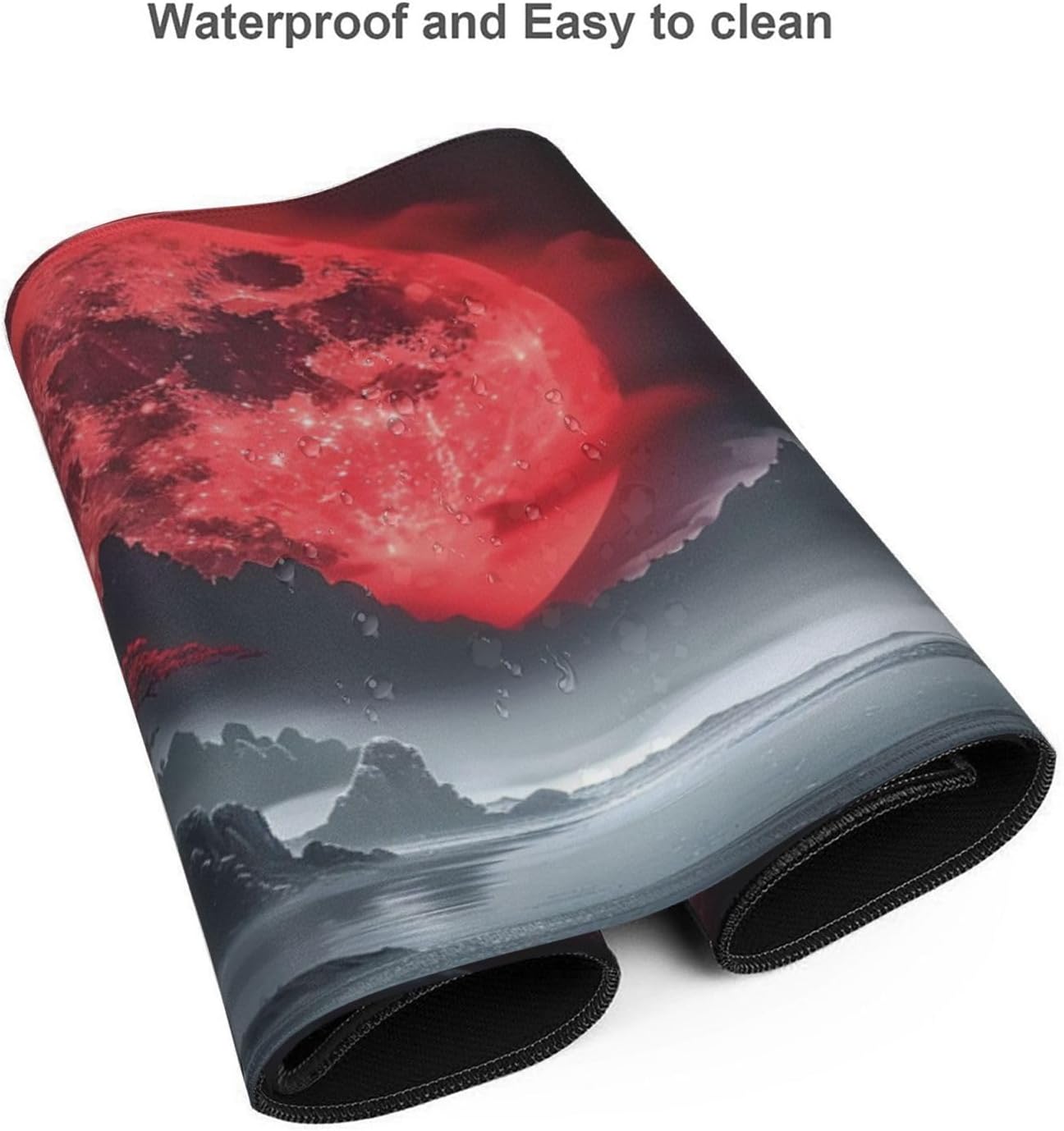 35.4 x 15.7 in, Waterproof XXL Large Mouse Pad for Desk, Extended Keyboard Mouse Mat for Computer Office, Big Laptop Mouse pad, Gaming Pc-Darkness Red Moon