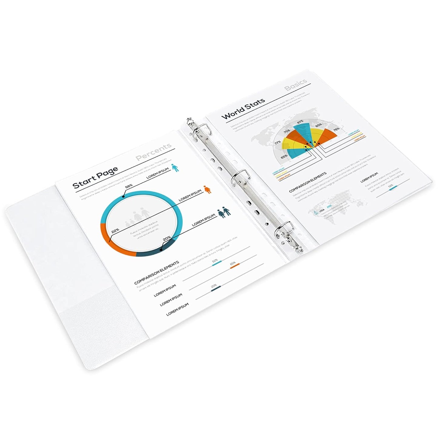 Amazon Basics 3 Ring Binder with Durable 1 Inch D-Ring and Clear Overlay for Storage and Organization, Pack of 4, White