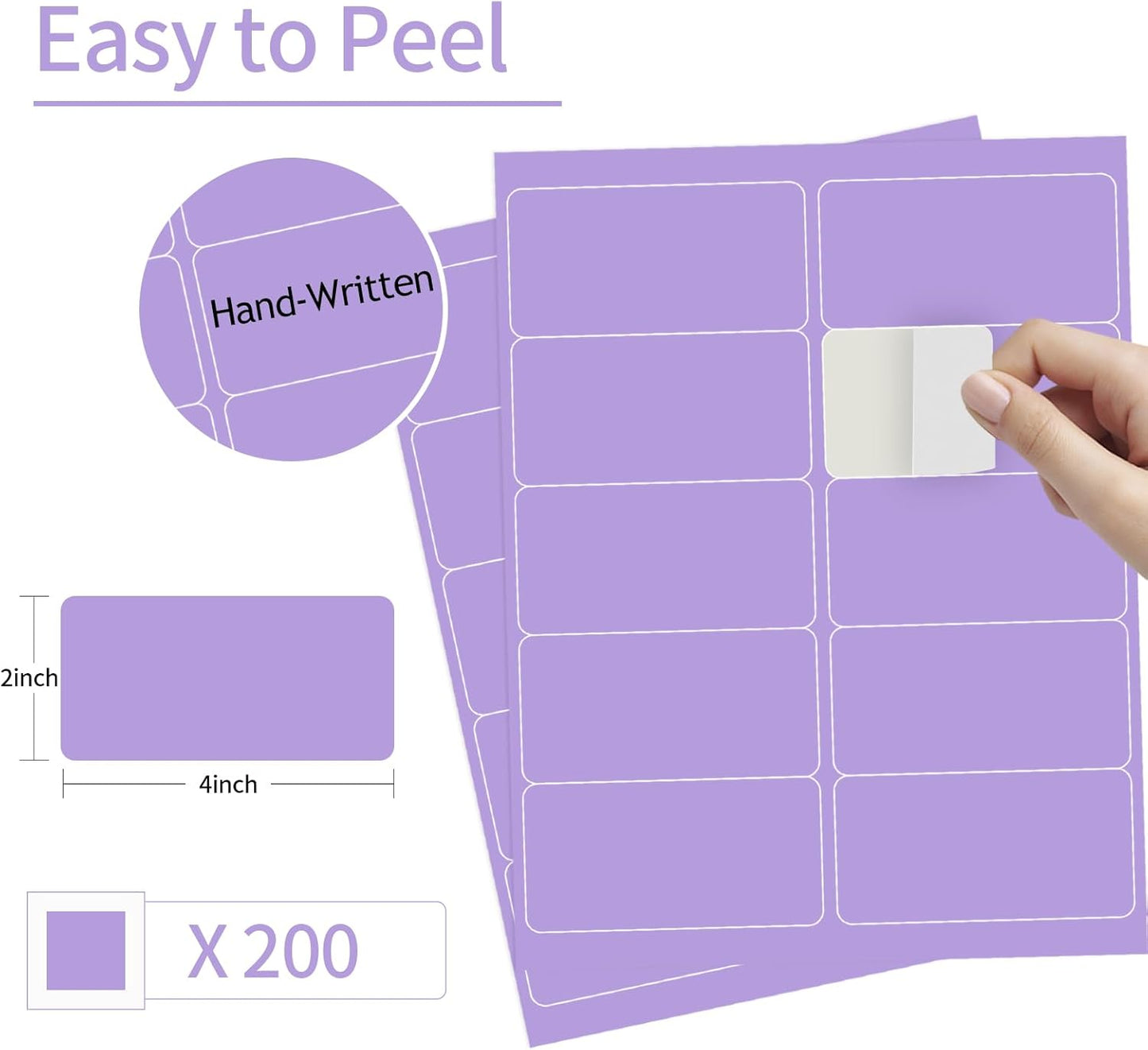 Shipping Labels Stickers, 2"×4" Printable Mailing Label for Laser/Inkjet Printing- Matte Purple, Permanent Adhesive Labels Stickers