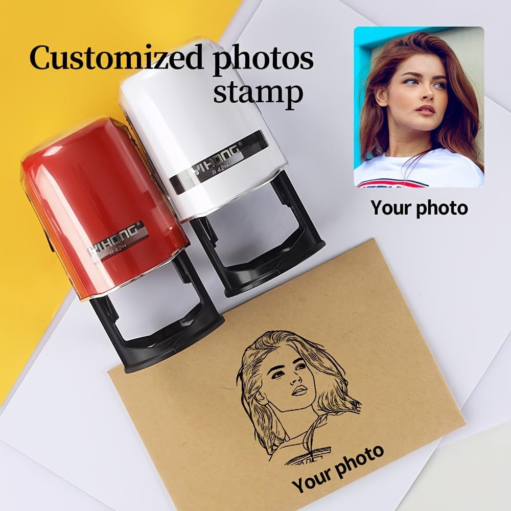 Custom Logo Stamp,Personalized Business Stamp,Customized Self-Inking Stamp Business Text Image Logo Stamp Round,Stamp for Official Documents, Packaging & Mail,4 Ink Colors Available (Green Case)
