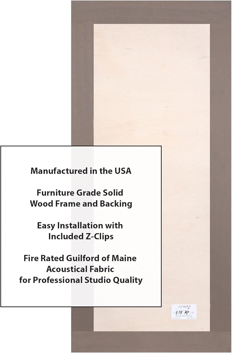 ATS Acoustics Sound Absorbing Acoustic Panel Fire Rated Professional Studio Quality 24" x 48" x 2" (Latte)