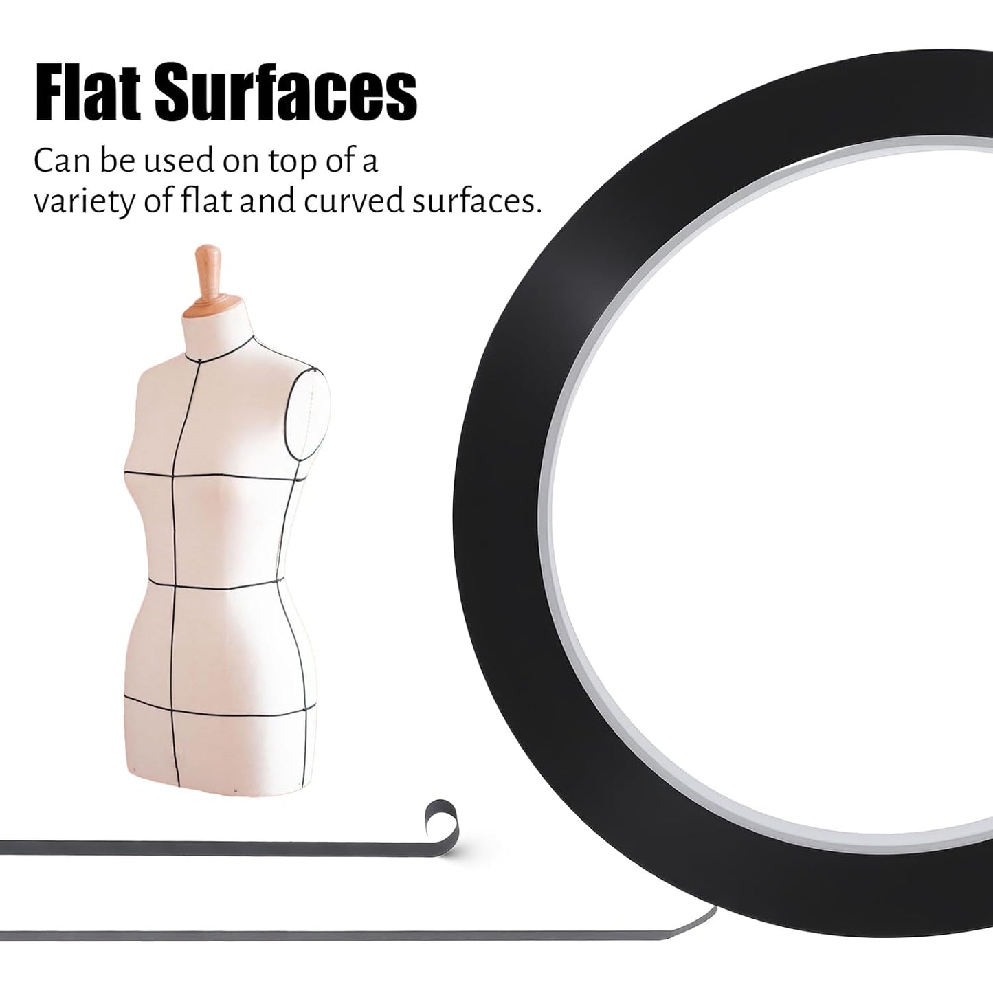 6 Rolls Black Whiteboard Grid Marking Tape, 3 mm Width Pinstripe Tapes 164 Feet Thin Dry Erase Tapes Self Adhesive Graphic Tape for Art Crafts Electrical Office