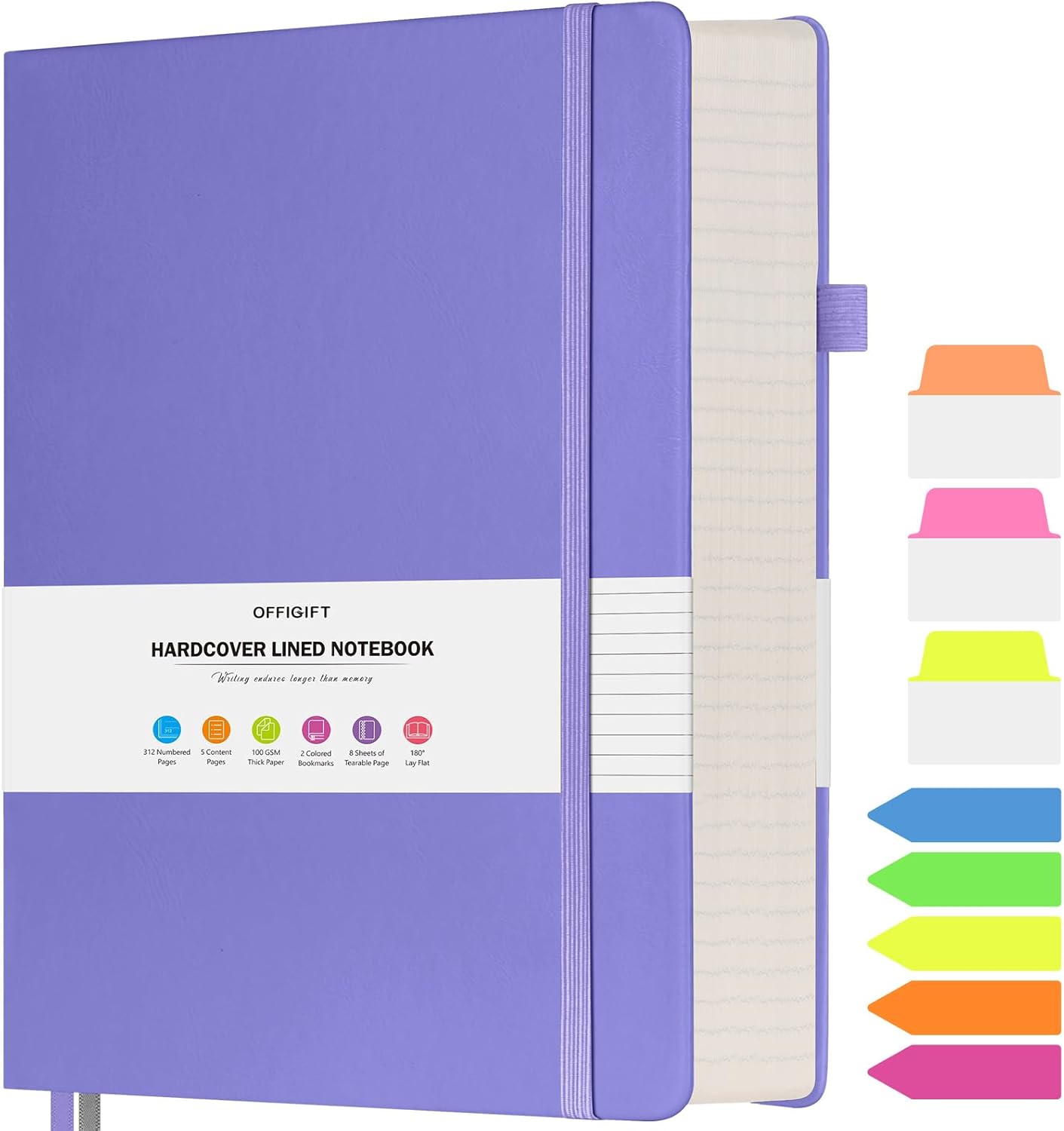 Lined Notebook Journal for Women Men, Large A4 College Ruled Notebook, 312 Numbered Pages Notebooks for Work, 100gsm Paper Daily Journal, Hardcover Vegan Leather Journals for Writing Office, Purple