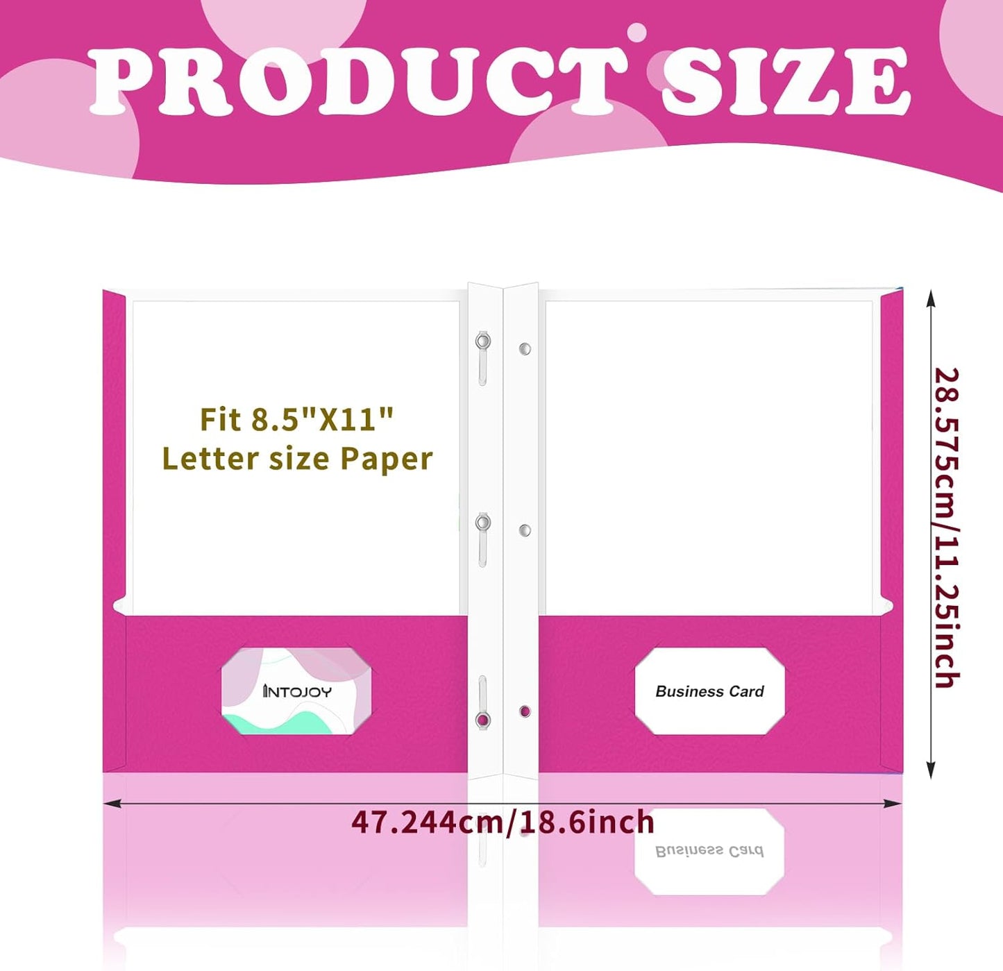 50 Pack Two Pocket Folders Business Card Holder Paper Folders with Prongs for School Office Filing Cabinet Resume Portfolio (Pink)