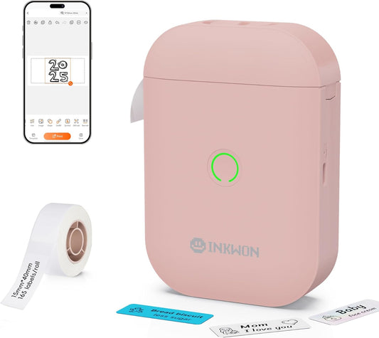Label Maker Machine with Tape, D11s Bluetooth Label Maker Waterproof Labels, Portable Mini Label Printer with Various Templates for Home Office School, Pink