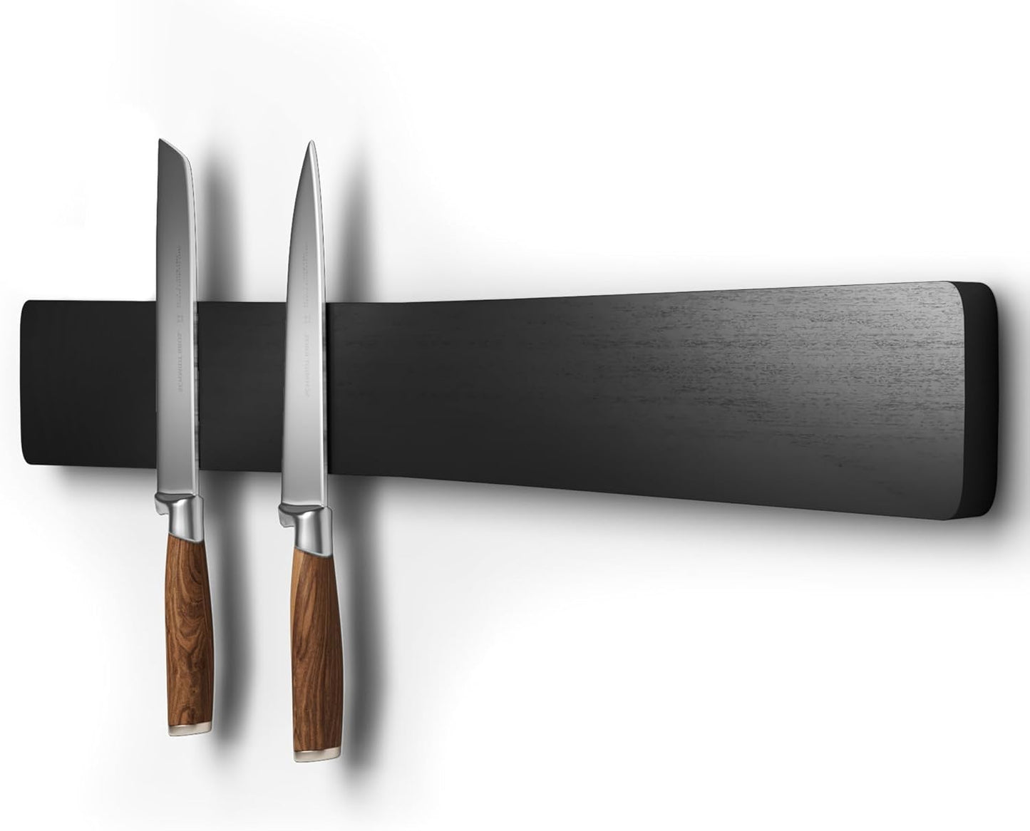 Magnetic Knife Holder for Wall, Acacia Wood Knife Magnetic Strip No Drill Knife Magnet Storage Bar Magnetic Tool Key Holder Strip for Kitchen Utensil Organizer (Black, 16 Inch)